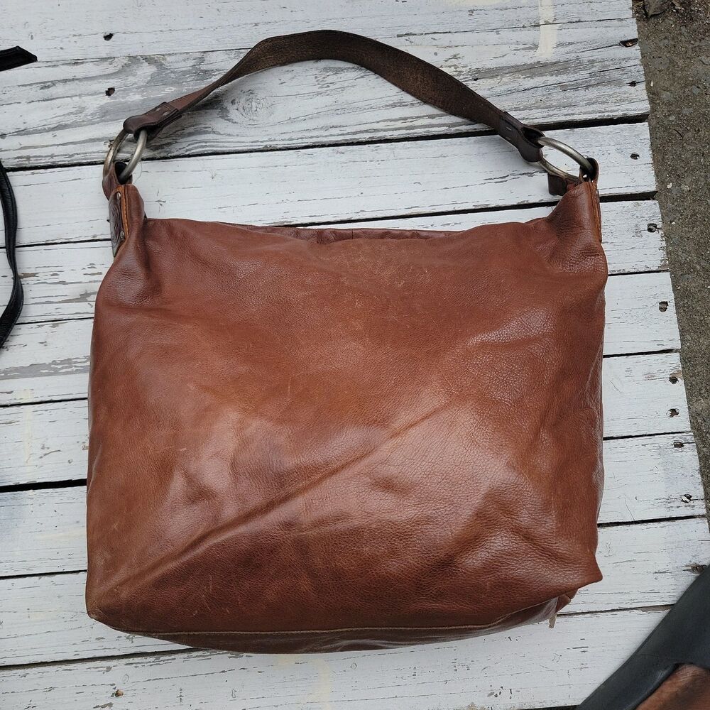 Ellington Sadie Dark Brown Soft Leather Hobo Shoulder Bag Tote Purse Handbag EUC